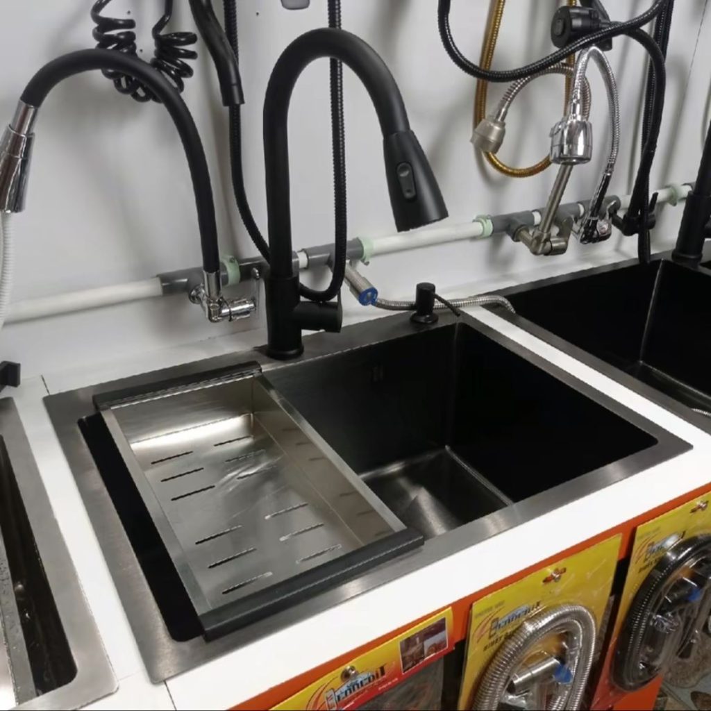 Kitchen Sink 1 Lubang Stainless Steel SUS 304 - Black Komplit