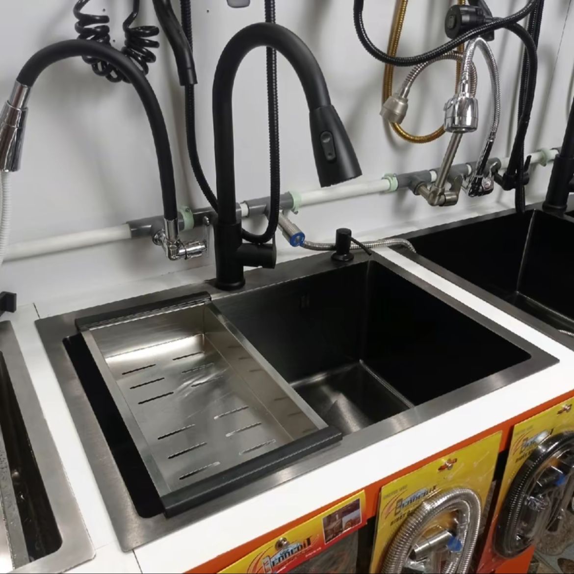 Kitchen Sink 1 Lubang Stainless Steel SUS 304 - Black Komplit