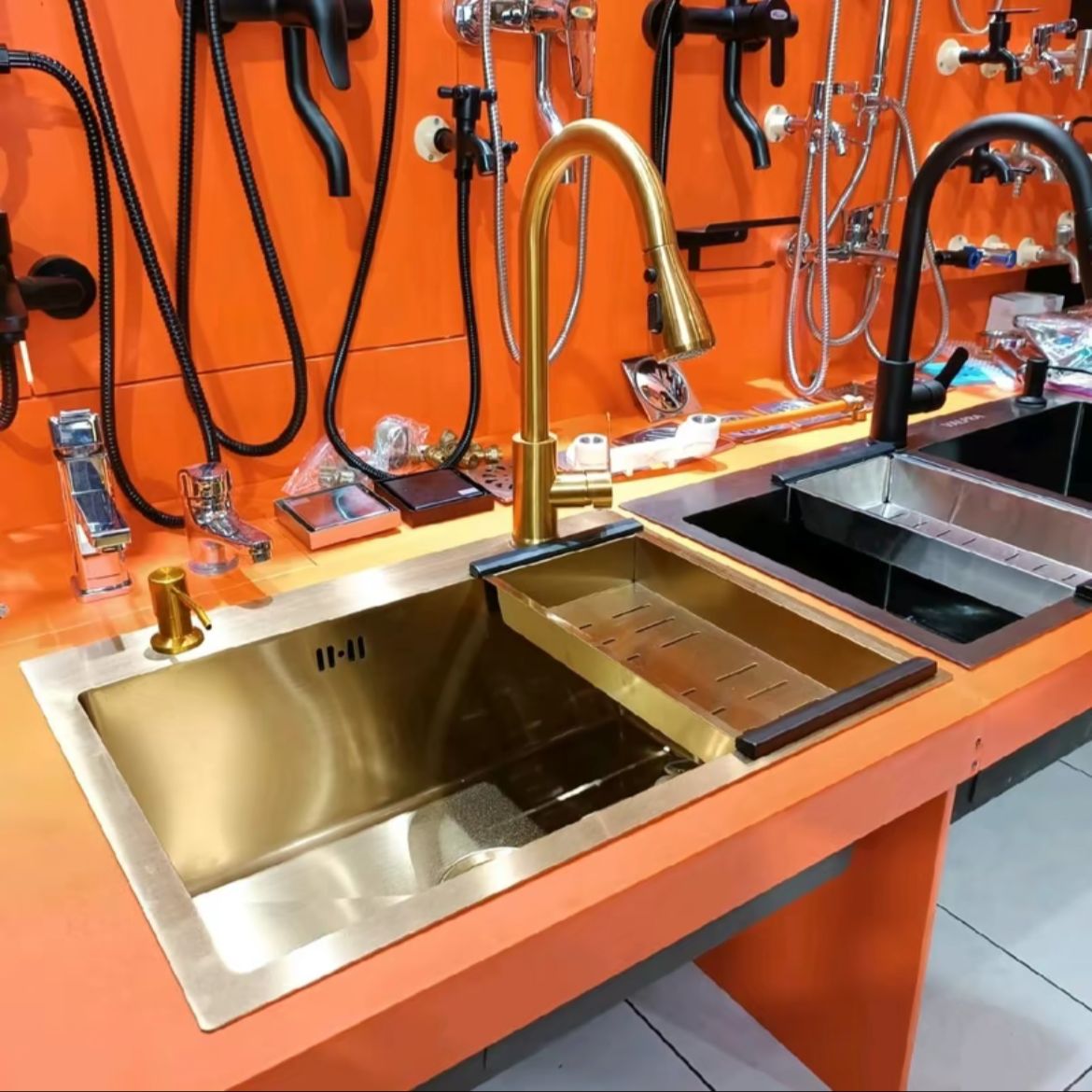 Kitchen Sink 1 Lubang Stainless Steel SUS 304 - Gold Komplit