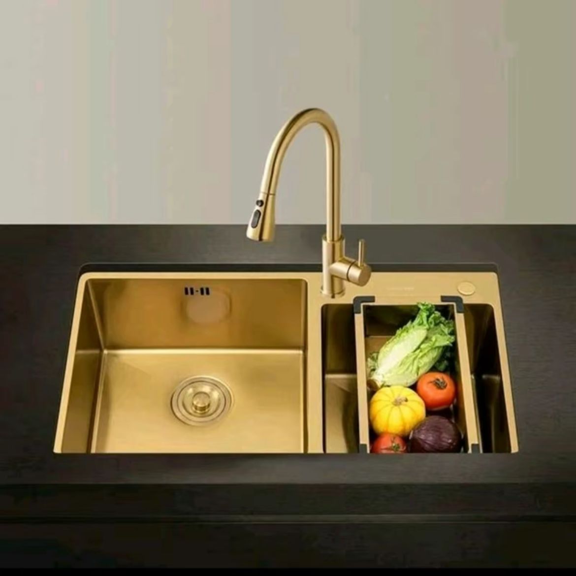 Kitchen SInk Wastafel Cuci Piring 2 lubang Stainless Steel SUS 304 - Gold Komplit