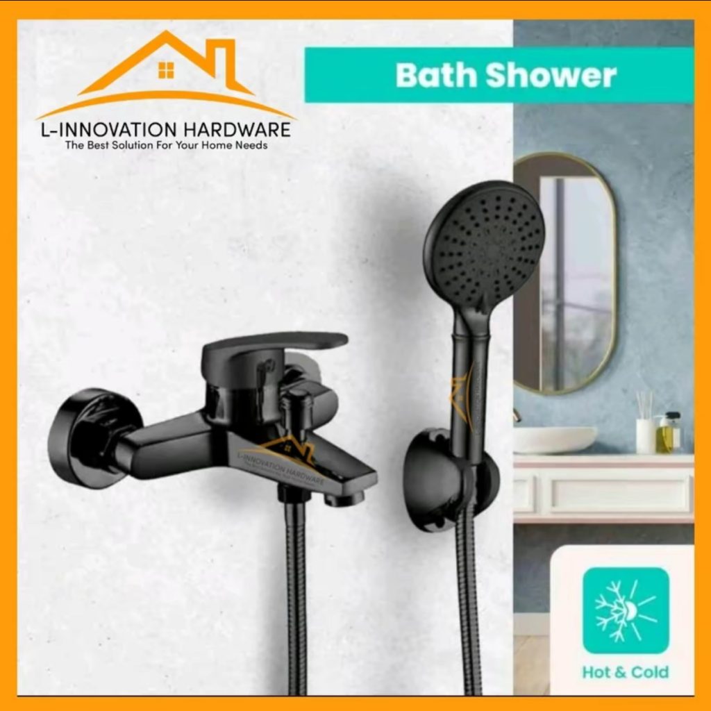 Keran Mixer Tembok Air Panas Dingin Kamar Mandi Kuningan Set
