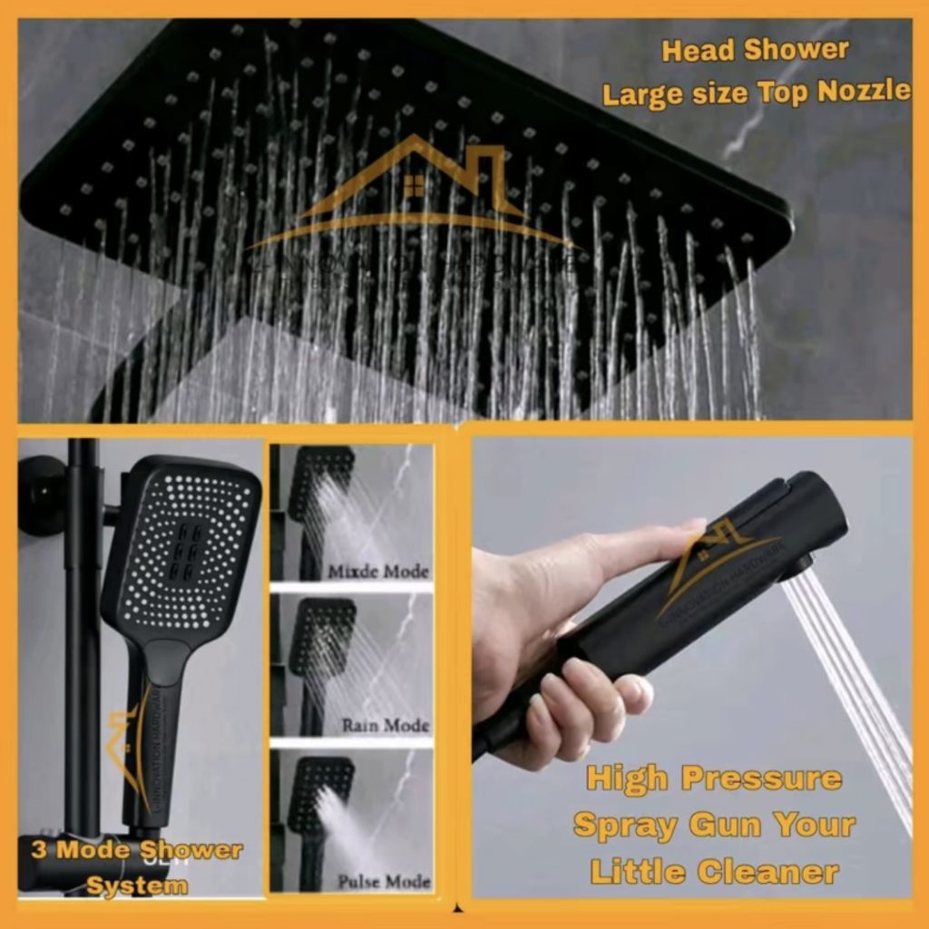 Shower Tiang Coloumn 4 in 1 Set (Panas& Dingin) Kuningan + LED & Non LED
