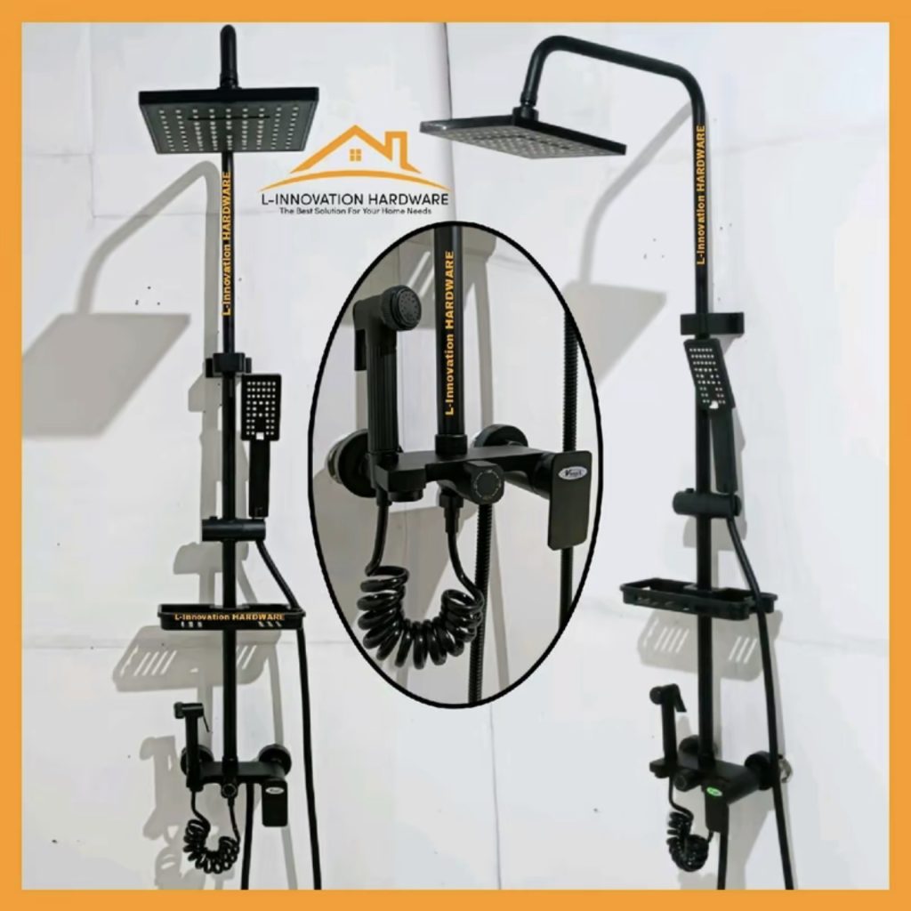 Shower Tiang Set (Panas & Dingin) 4in1 Kuningan