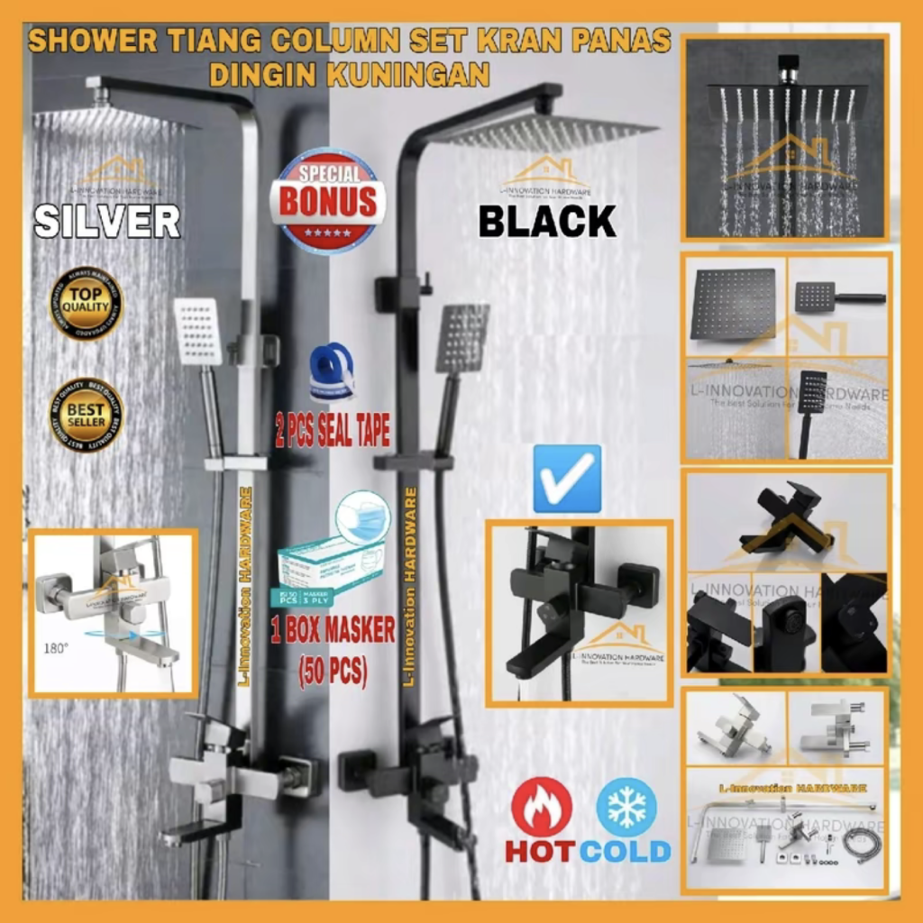 Shower Tiang Coloumn Set (Panas&Dingin) Kuningan