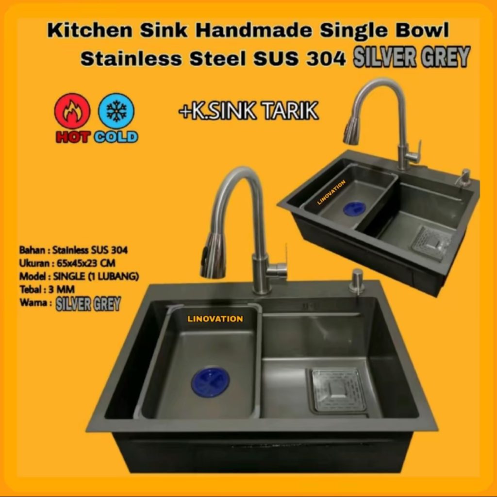 Kran Angsa Tarik Keran Dapur Panas Dingin Stainless Silver 6 IN 1