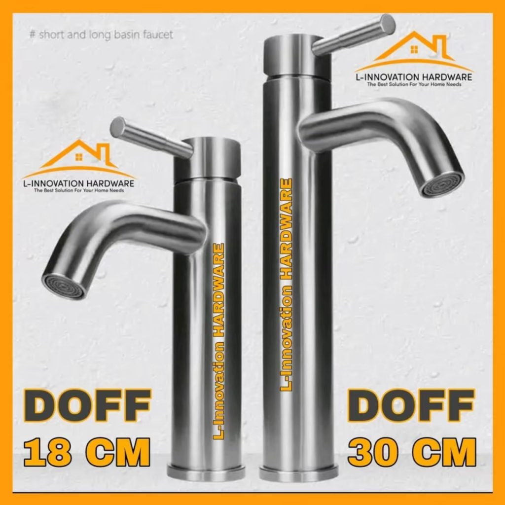 Keran Wastafel Stainless Steel SUS 304 Silver (Model Bambu Minimalis)
