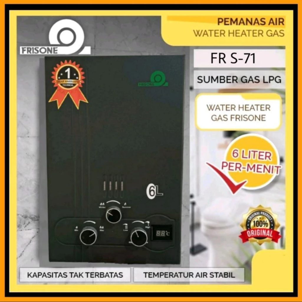 Water Heater Gas 6 Liter Frisone - LED