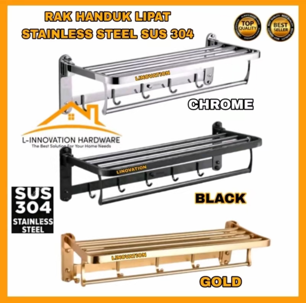 Rak Gantungan Handuk atau Baju Toilet Stainless Steel SUS 304