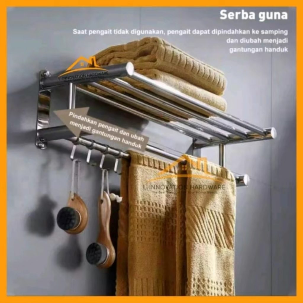 Rak Gantungan Handuk Stainless 2 tingkat