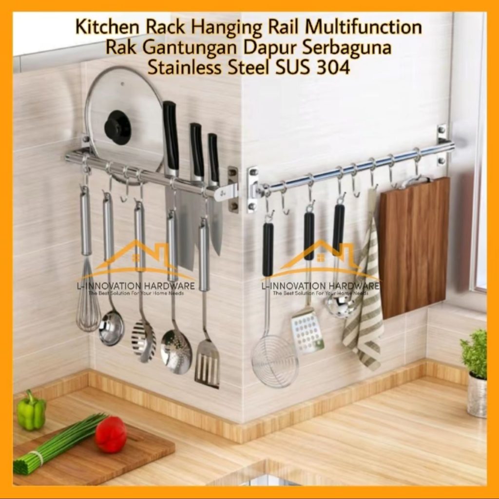 Gantungan Alat Dapur Multifungsi Panci/Pisau Stainless Steel SUS 304 - White