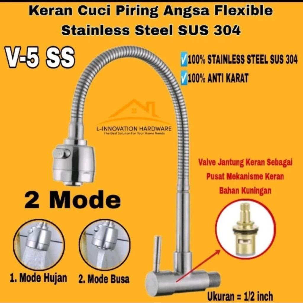 Kran sink Flexible Keran wastafel cuci piring