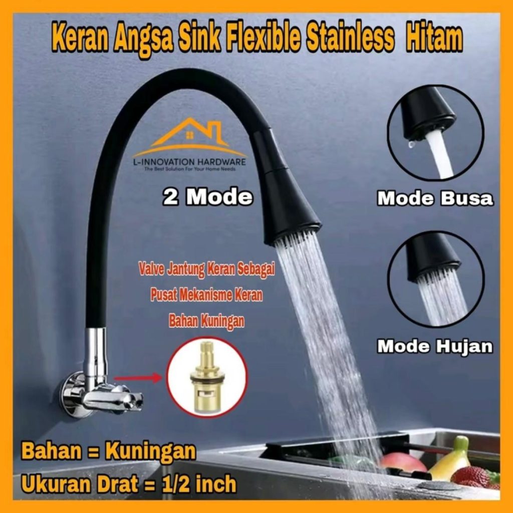 Kran sink Flexible Keran wastafel cuci piring